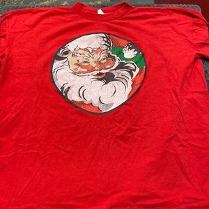 Vintage single stitch Santa graphic logo T-shirt red white sofa xL-2XL